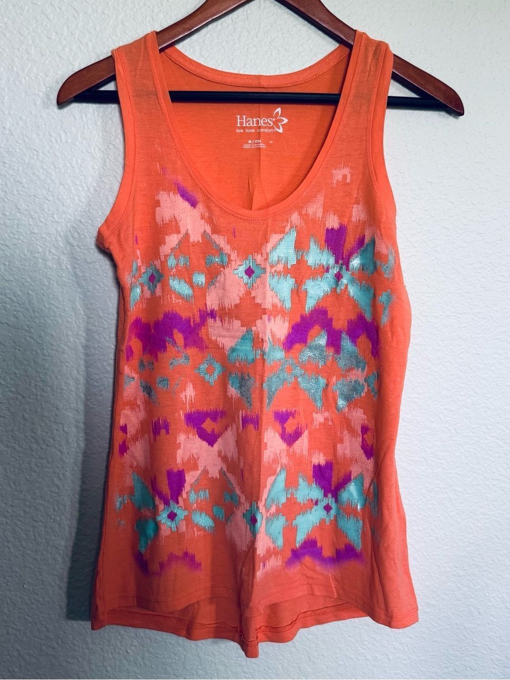 Hanes Coral Orange Active Athletic Tank Top S